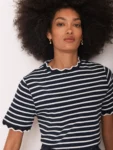 MINT VELVET  Stripe Scallop Trim T-Shirt (talla small)