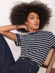 MINT VELVET  Stripe Scallop Trim T-Shirt (talla small)