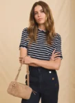 MINT VELVET  Stripe Scallop Trim T-Shirt (talla small)