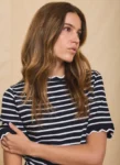 MINT VELVET  Stripe Scallop Trim T-Shirt (talla small)